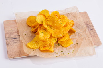 Potato chips on parchment