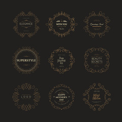 Set of luxury monogram logo templates. Elegant design for business sign, restaurant, wedding shop, jewelry, fashion, product design, brand sign. Vector illustration.