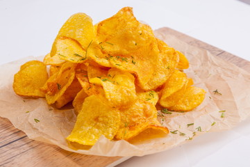 Potato chips on parchment