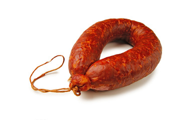 Krakow sausage isolated on white background