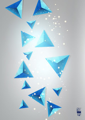 Abstract background with flying triangles. Eps10 Vector illustration