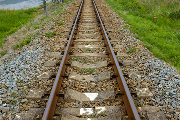 Obraz premium 真っ直ぐに伸びる単線の線路