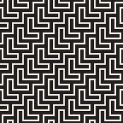 Stylish lines lattice. Ethnic monochrome texture. Abstract geometric background design. Vector seamless pattern.