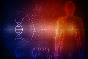2d render of dna structure, abstract background
