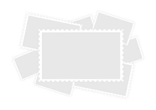 Many old blank postage paper stamp frames