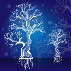 white forest. board - the scheme dark blue electronic structure