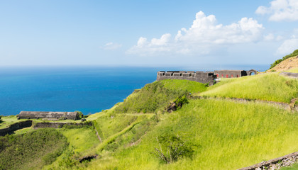 Fototapeta na wymiar Brimstone Hill Fortress landscape - St. Kitts and Nevis