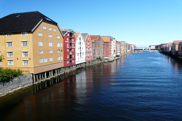 Fototapeta na wymiar Store-Houses in Trondheim Norway