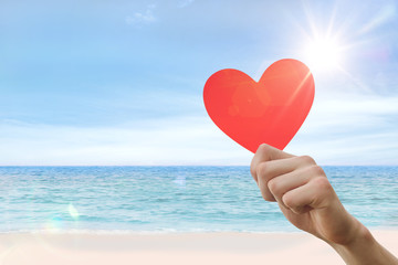 heart against beach scene