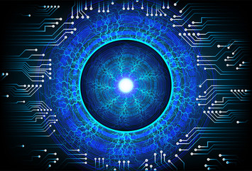 binary circuit board future technology, blue eye cyber security concept background, abstract hi speed digital internet.motion move blur. pixel vector