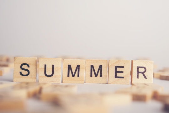 SUMMER wooden tile font  concept