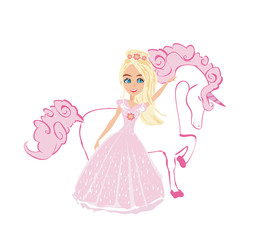 Beautiful young princess and unicorn © diavolessa
