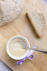 Soft cheese with bread