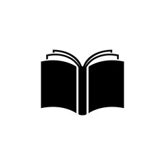 Book. Encyclopedia. Open Book. Flat Vector Icon. Simple black symbol on white background