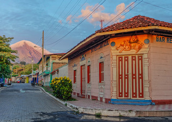 Ometepe Island, Nicaragua, Central America - May 5, 2017: Sunset in the streets of Ometepe Island...
