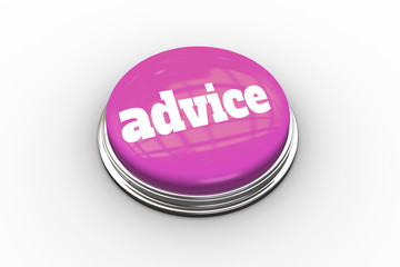 The word advice on shiny pink push button on white background