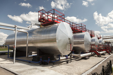 Tanks for petroleum products at the oil refinery