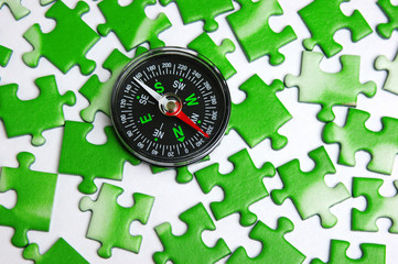 compass on the green puzzle