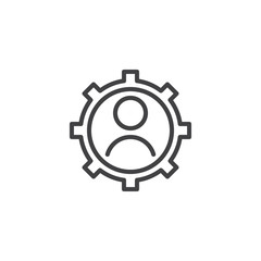 User in gear outline icon. linear style sign for mobile concept and web design. Productivity simple line vector icon. User configuration symbol, logo illustration. Vector graphics