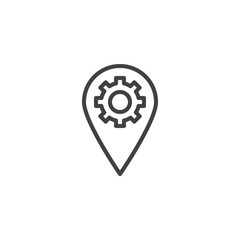 Pin location setting outline icon. linear style sign for mobile concept and web design. Places optimization simple line vector icon. Symbol, logo illustration. Pixel perfect vector graphics