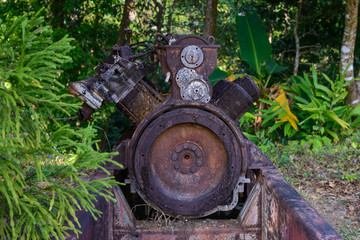 Fototapeta na wymiar Rusted garbage old engine.