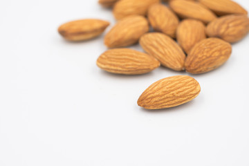 Almonds group on white background