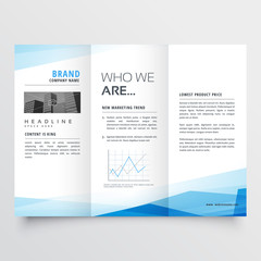 minimal blue trifold brochure layout background