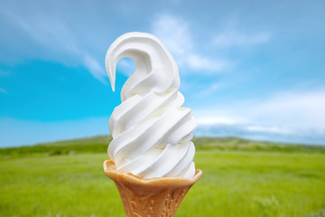 新鮮なミルクで作られたソフトクリーム