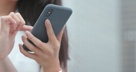 Using smart phone at outdoor