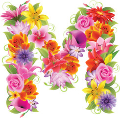 Beautiful flower letter, 14th in The Russian alphabet