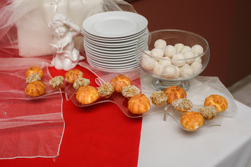 Dessert table for a party with food decoration