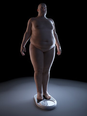 3d rendered, medically accurate illustration of an obese man on a scale