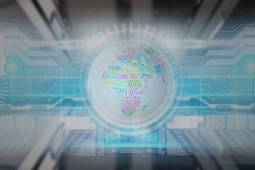 White earth with text against business interface