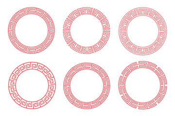 Naklejka premium Chinese red circle frame set vector design.