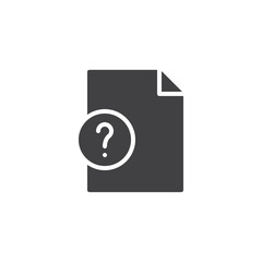 Unknown File Format vector icon. filled flat sign for mobile concept and web design. File Question simple solid icon. Symbol, logo illustration. Pixel perfect vector graphics
