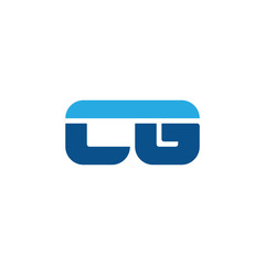 Initial letter CG, straight linked line bold logo, simple flat blue colors