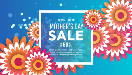 Mother's day greeting card with blossom flowers