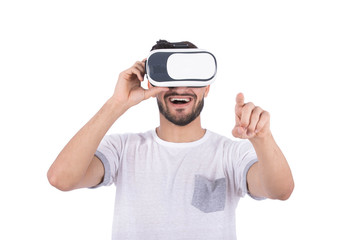 VR glasses player pointing