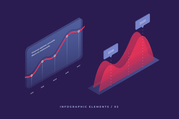 Infographic vector elements. Illustration of data financial graphs or diagrams, information data statistic. Isometric design. Template for presentation, report design, website.