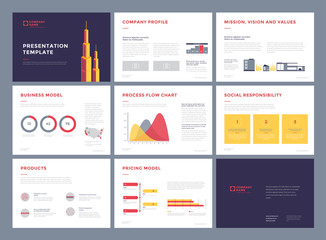 Business presentation templates. Slideshow. Vector infographic elements for presentation slides, corporate report, annual report, leaflet, business marketing, brochure, web design and banner, flyer.