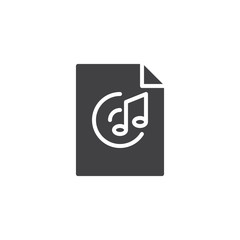 Music file format vector icon. filled flat sign for mobile concept and web design. Audio file simple solid icon. Symbol, logo illustration. Pixel perfect vector graphics