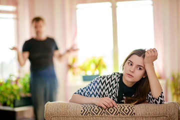 family quarrel between father and daughter of a teenager