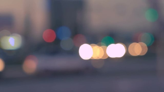 Night city lights and traffic background. Out of focus, Russia