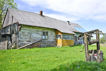 Old abandoned wooden house in Low Beskid, Poland