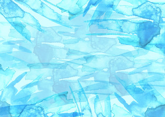 Watercolor blue background, blot, blob, splash of blue paint on white background. Watercolor blue sky, spot, abstraction. Abstract art illustration, scenic background