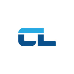 Initial letter CL, straight linked line bold logo, simple flat blue colors