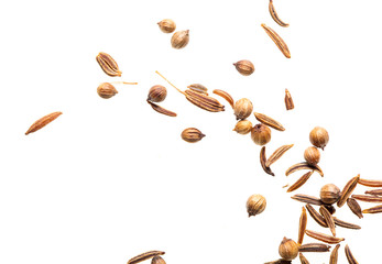 Sesame seeds with bread on white background