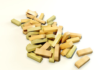 A 3d illustration of wood tumbling tower