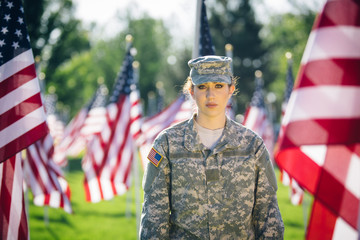 Portrait of hispanic American female soldier
