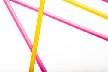 Bright straws isolated on white as abstract background
